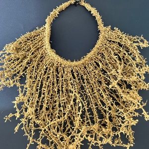 New Without Tags Brunello Cucinelli Textured Fabric Fringe Necklace